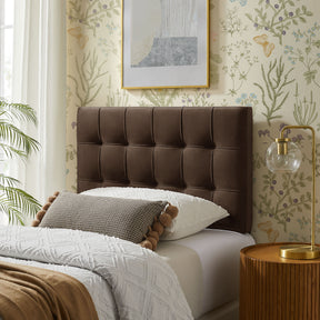 Lily Chocolate Brown Stain-Resistant Performance Velvet Twin Size Headboard - Ornate Home