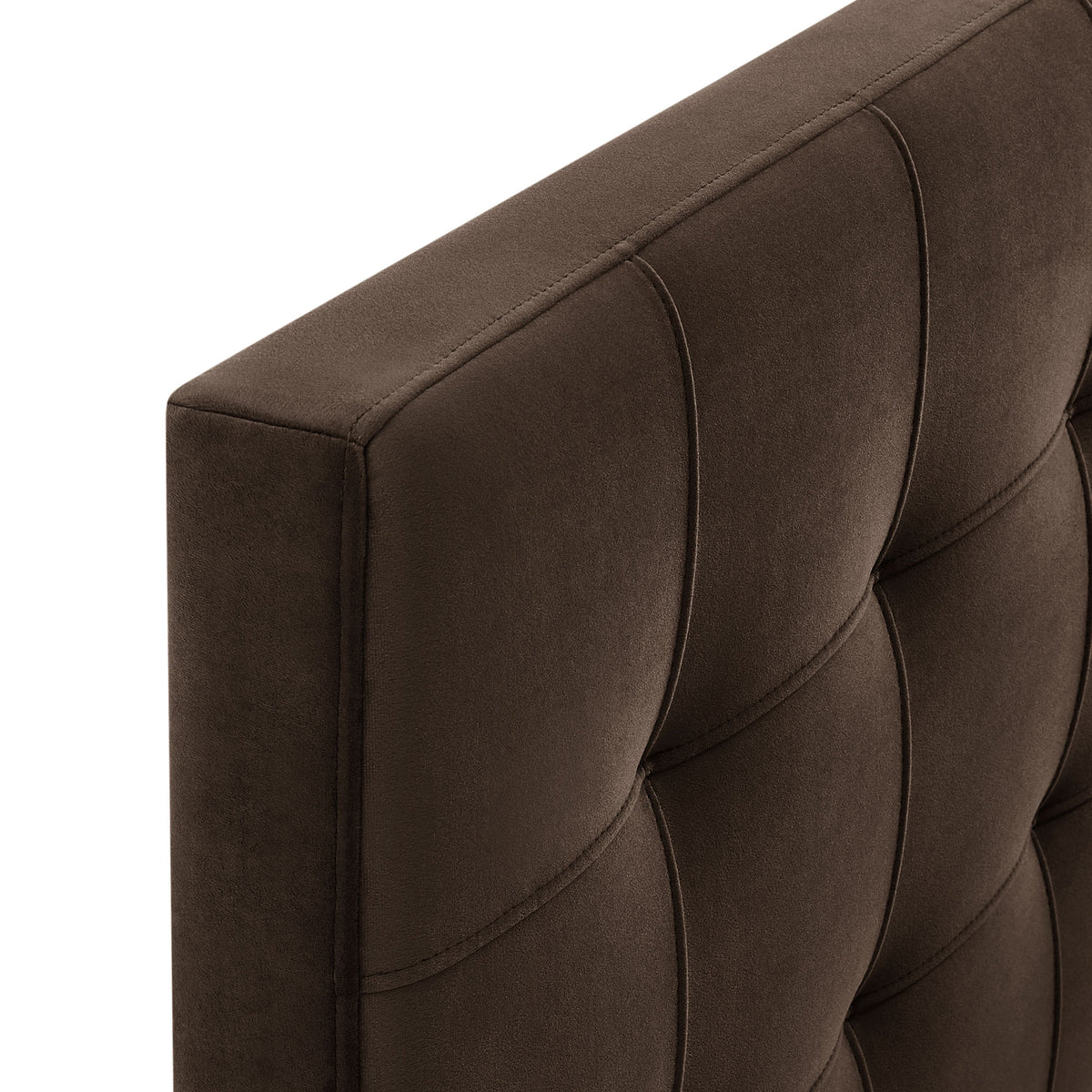 Lily Chocolate Brown Stain-Resistant Performance Velvet Twin Size Headboard - Ornate Home
