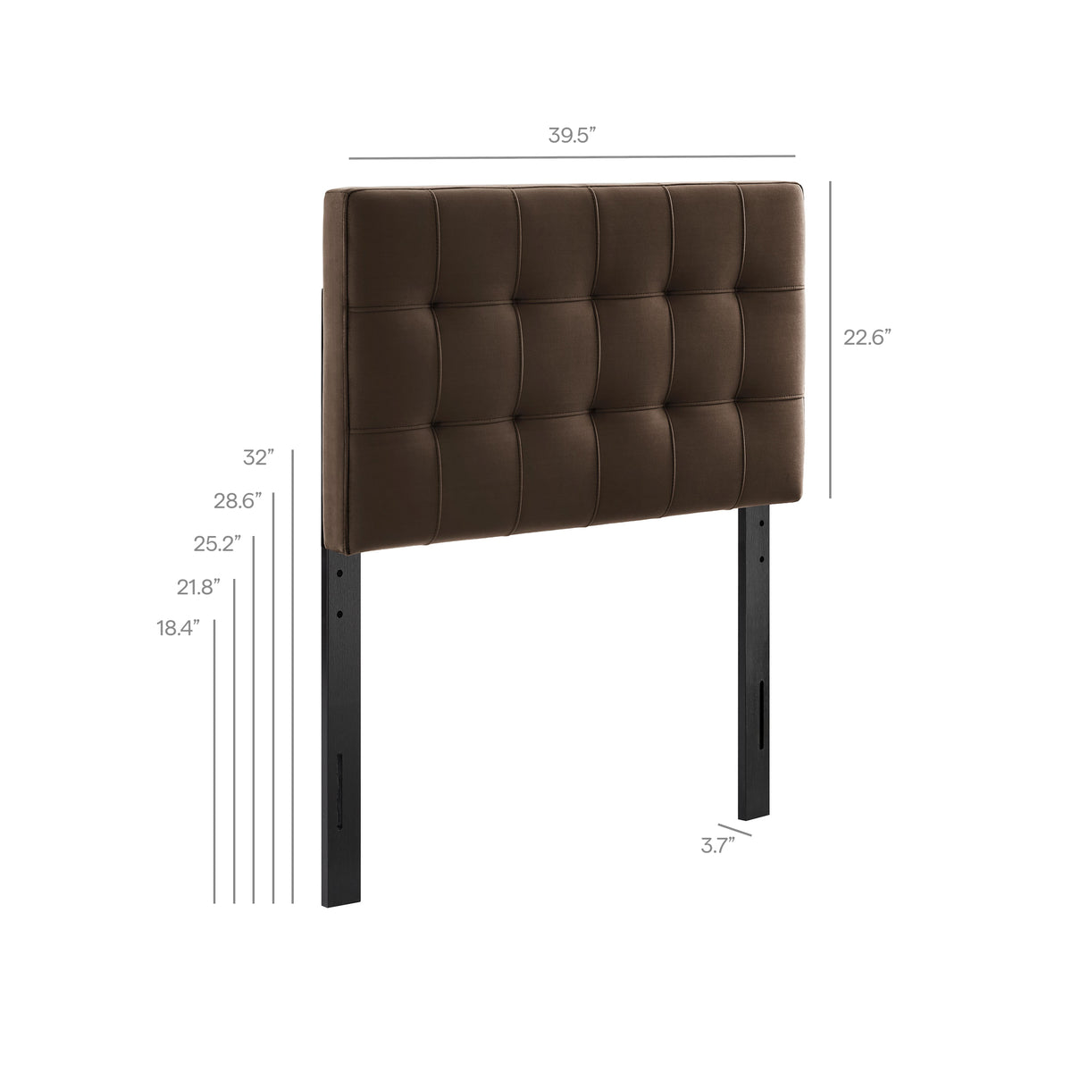 Lily Chocolate Brown Stain-Resistant Performance Velvet Twin Size Headboard - Ornate Home