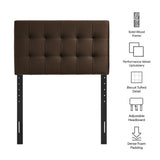 Lily Chocolate Brown Stain-Resistant Performance Velvet Twin Size Headboard - Ornate Home