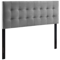 Lily Gray Biscuit Tufted Performance Velvet Full Headboard - Ornate Home