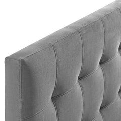 Lily Gray Biscuit Tufted Performance Velvet Queen Headboard - Ornate Home