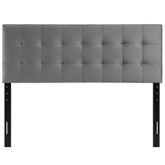 Lily Gray Biscuit Tufted Performance Velvet Queen Headboard - Ornate Home