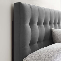Lily Gray Biscuit Tufted Performance Velvet Queen Headboard - Ornate Home