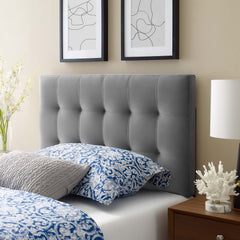 Lily Gray Biscuit Tufted Performance Velvet Twin Headboard - Ornate Home