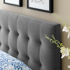 Lily Gray Biscuit Tufted Performance Velvet Twin Headboard - Ornate Home