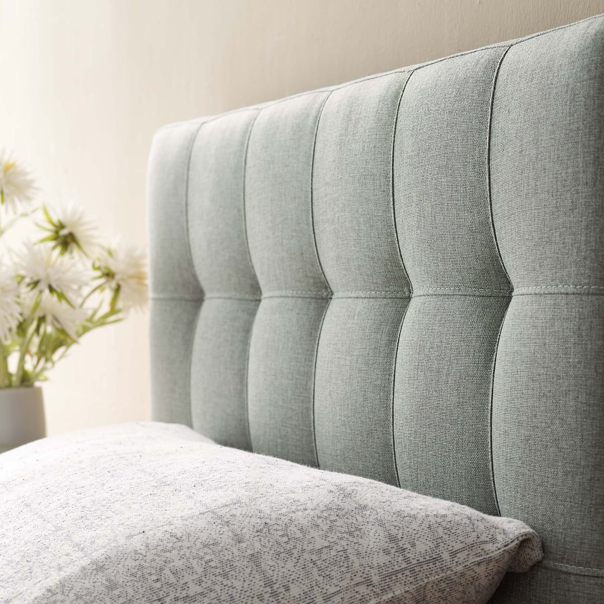 Lily Gray Upholstered Fabric Twin Headboard - Ornate Home