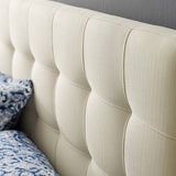 Lily Ivory Upholstered Fabric King Headboard - Ornate Home