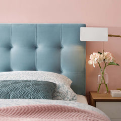 Lily Light Blue Biscuit Tufted Performance Velvet Full Headboard - Ornate Home
