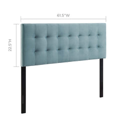 Lily Light Blue Biscuit Tufted Performance Velvet Queen Headboard - Ornate Home