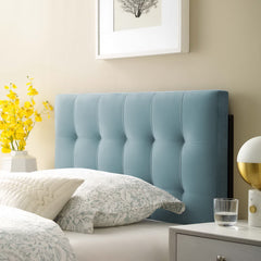 Lily Light Blue Biscuit Tufted Performance Velvet Twin Headboard - Ornate Home