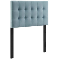 Lily Light Blue Biscuit Tufted Performance Velvet Twin Headboard - Ornate Home