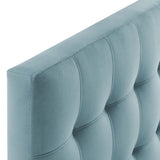 Lily Light Blue Biscuit Tufted Performance Velvet Twin Headboard - Ornate Home