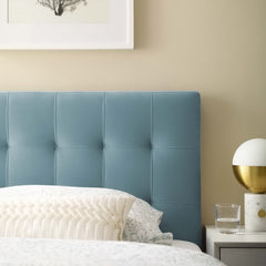 Lily Light Blue Biscuit Tufted Performance Velvet Twin Headboard - Ornate Home