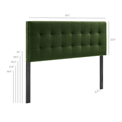 Lily Moss Green Stain-Resistant Performance Velvet Full Size Headboard - Ornate Home