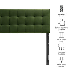 Lily Moss Green Stain-Resistant Performance Velvet Full Size Headboard - Ornate Home