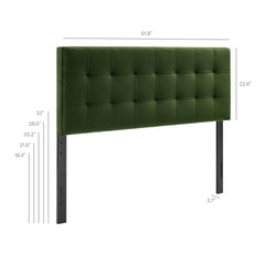 Lily Moss Green Stain-Resistant Performance Velvet Queen Size Headboard - Ornate Home