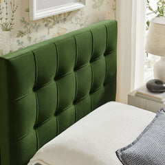 Lily Moss Green Stain-Resistant Performance Velvet Twin Size Headboard - Ornate Home