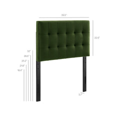 Lily Moss Green Stain-Resistant Performance Velvet Twin Size Headboard - Ornate Home