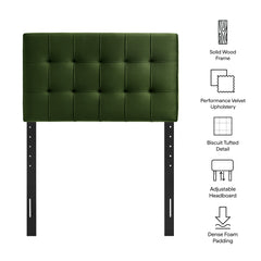 Lily Moss Green Stain-Resistant Performance Velvet Twin Size Headboard - Ornate Home