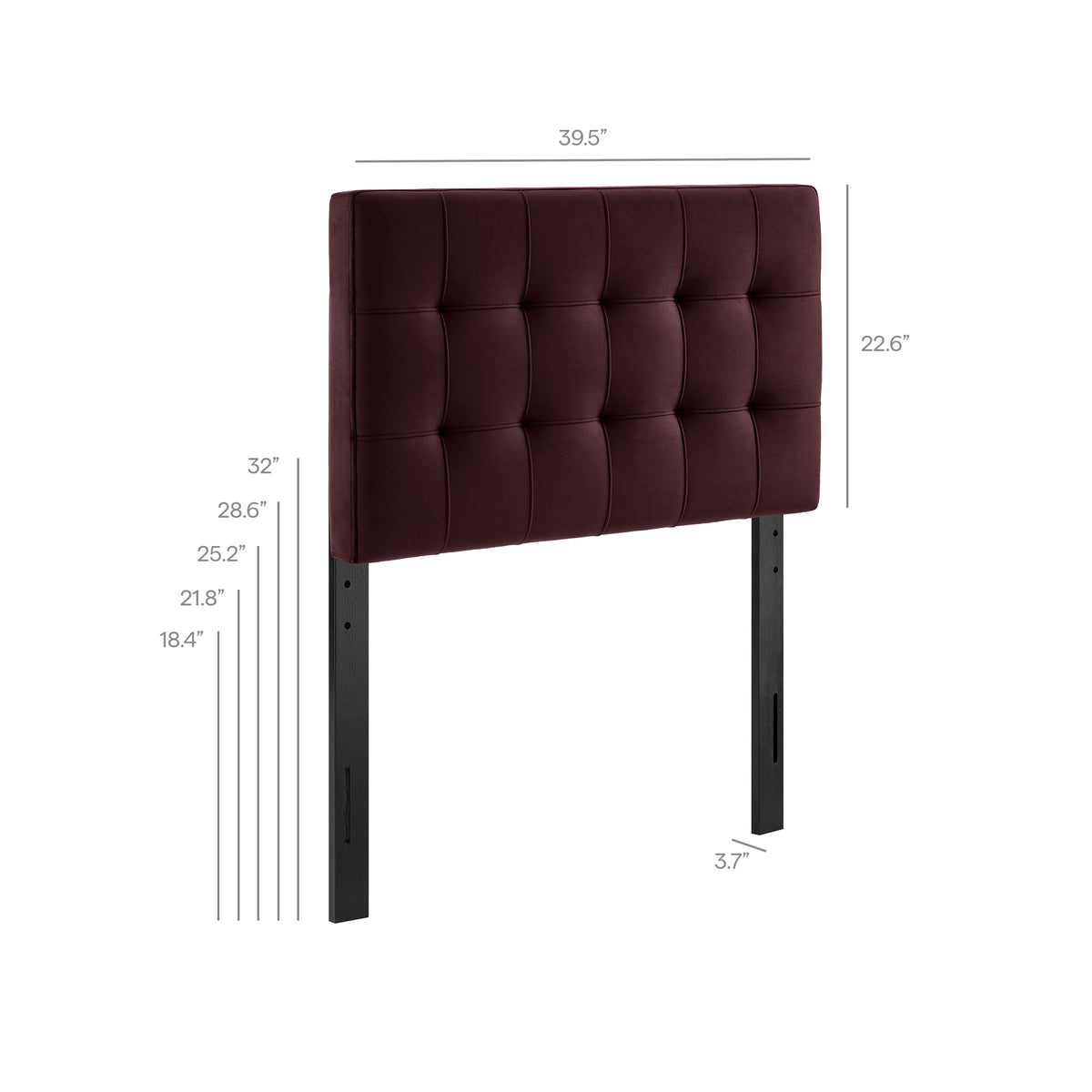 Lily Mulberry Stain-Resistant Performance Velvet Twin Size Headboard - Ornate Home