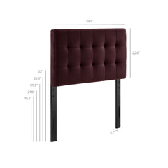 Lily Mulberry Stain-Resistant Performance Velvet Twin Size Headboard - Ornate Home