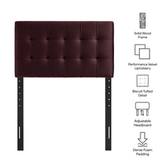 Lily Mulberry Stain-Resistant Performance Velvet Twin Size Headboard - Ornate Home
