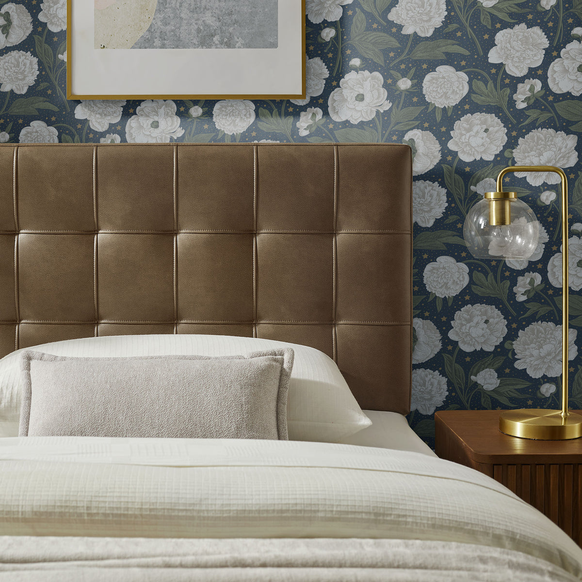 Lily Mushroom Vegan Leather Twin Size Headboard - Ornate Home