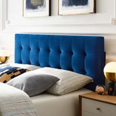 Lily Navy Biscuit Tufted Performance Velvet Queen Headboard - Ornate Home