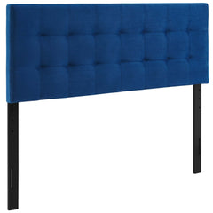 Lily Navy Biscuit Tufted Performance Velvet Queen Headboard - Ornate Home
