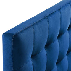 Lily Navy Biscuit Tufted Performance Velvet Queen Headboard - Ornate Home