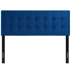 Lily Navy Biscuit Tufted Performance Velvet Queen Headboard - Ornate Home