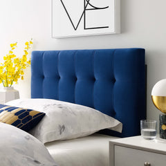 Lily Navy Biscuit Tufted Performance Velvet Twin Headboard - Ornate Home