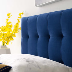Lily Navy Biscuit Tufted Performance Velvet Twin Headboard - Ornate Home