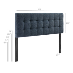 Lily Navy Chenille Upholstered Queen Size Headboard - Ornate Home