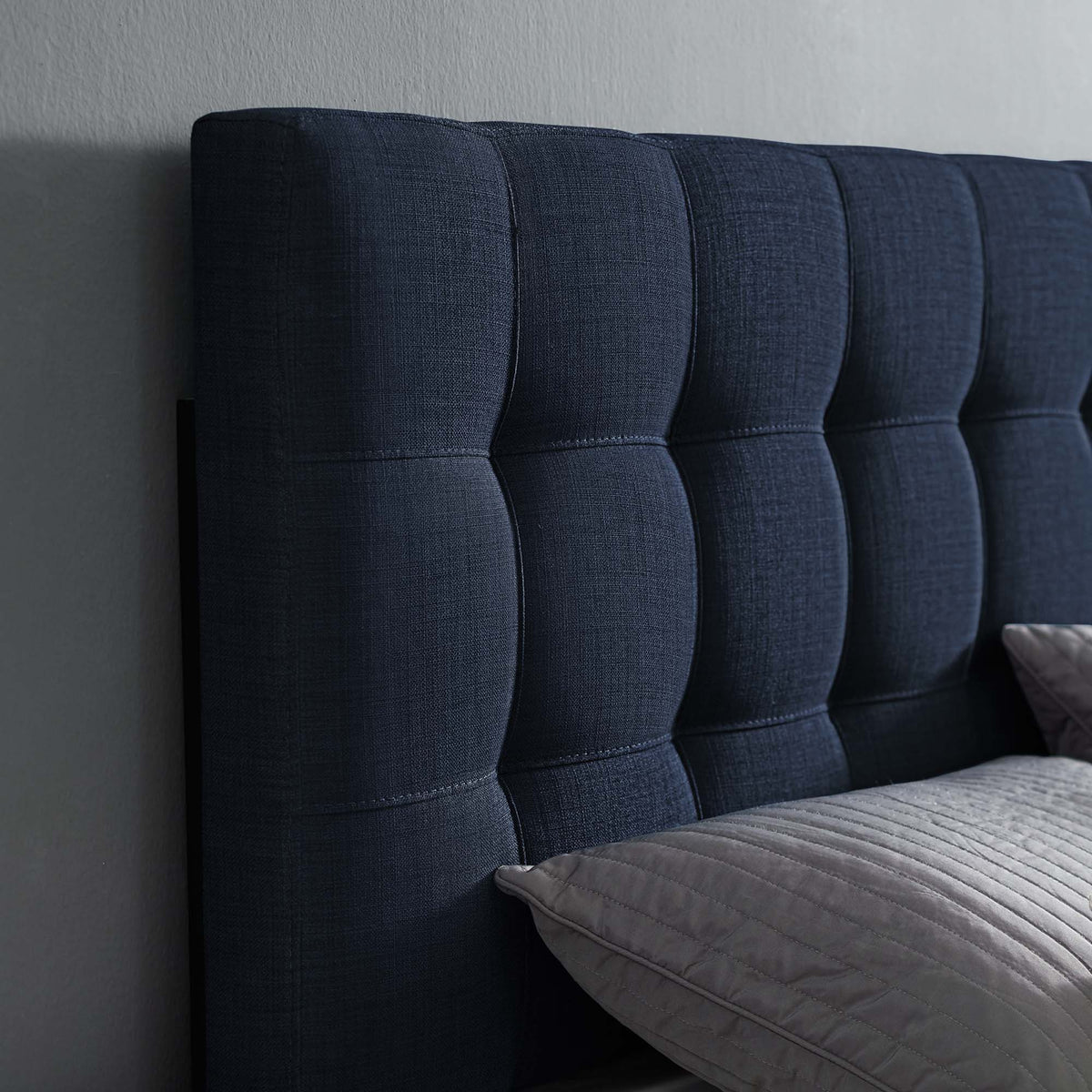 Lily Navy Upholstered Fabric King Headboard - Ornate Home