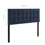 Lily Navy Upholstered Fabric Queen Headboard - Ornate Home