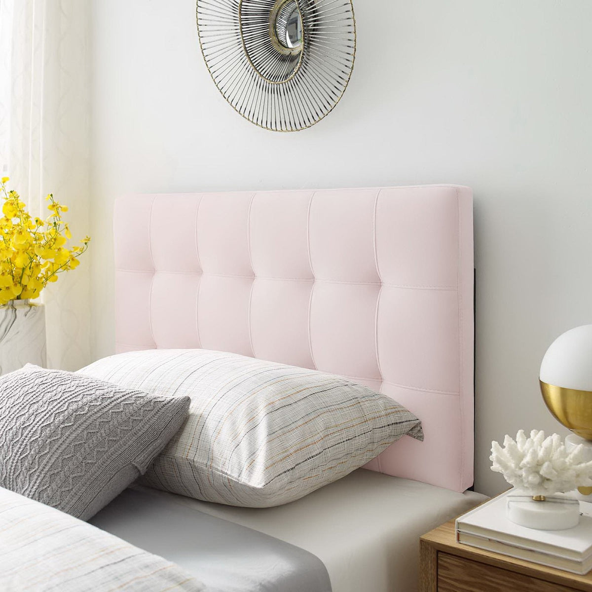 Lily Pink Biscuit Tufted Performance Velvet Twin Headboard - Ornate Home