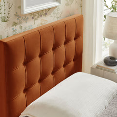 Lily Rust Stain-Resistant Performance Velvet Twin Size Headboard - Ornate Home