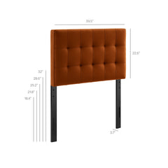 Lily Rust Stain-Resistant Performance Velvet Twin Size Headboard - Ornate Home