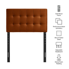 Lily Rust Stain-Resistant Performance Velvet Twin Size Headboard - Ornate Home