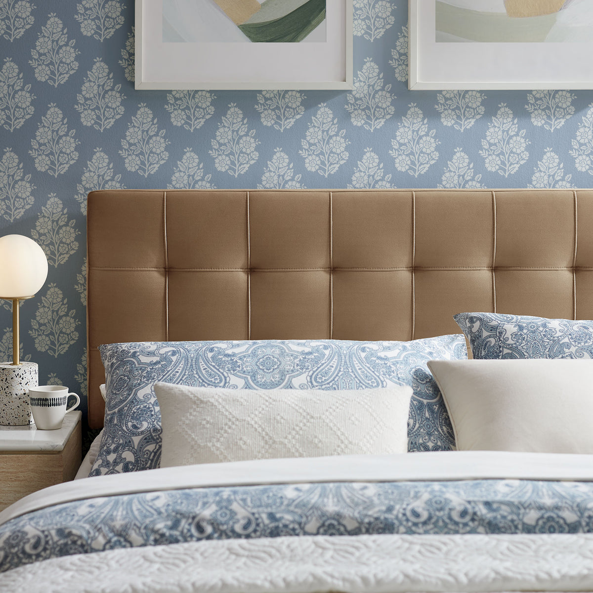 Lily Taupe Stain-Resistant Performance Velvet Full Size Headboard - Ornate Home