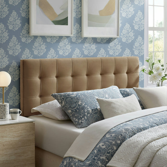 Lily Taupe Stain-Resistant Performance Velvet King Size Headboard - Ornate Home