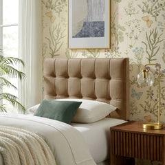 Lily Taupe Stain-Resistant Performance Velvet Twin Size Headboard - Ornate Home