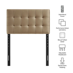 Lily Taupe Stain-Resistant Performance Velvet Twin Size Headboard - Ornate Home