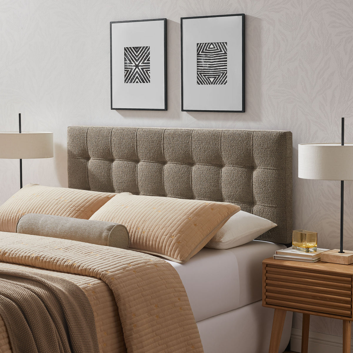 Lily Taupe Upholstered King Size Headboard - Ornate Home
