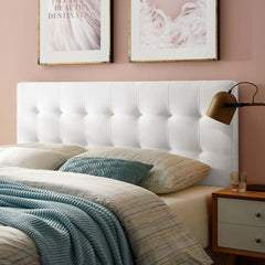 Lily White Biscuit Tufted Performance Velvet Queen Headboard - Ornate Home