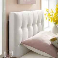 Lily White Biscuit Tufted Performance Velvet Twin Headboard - Ornate Home