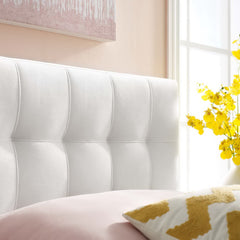 Lily White Biscuit Tufted Performance Velvet Twin Headboard - Ornate Home