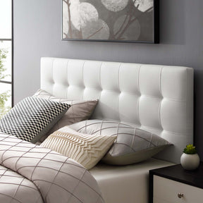 Lily White Upholstered Vinyl Queen Headboard - Ornate Home